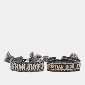 Christian Dior Navy Blue Dior Oblique Cotton Bracelet Set